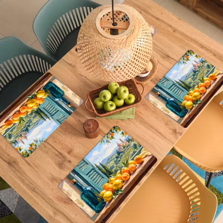 Placemat - 6 pieces - Bottle - Fruit - Still Life - Fles - Fruit - Stilleven Placemat vinyl groot