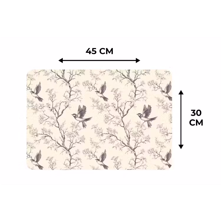 Takken - Vogels - Beige Placemat vinyl groot 368 -specs