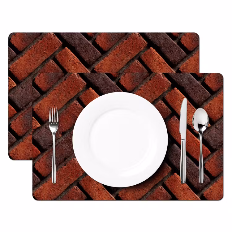 Bakstenen - Visgraat - Structuur - Roodbruin Placemat vinyl groot 368 -zzsfeer2_Kitchenyeah-website