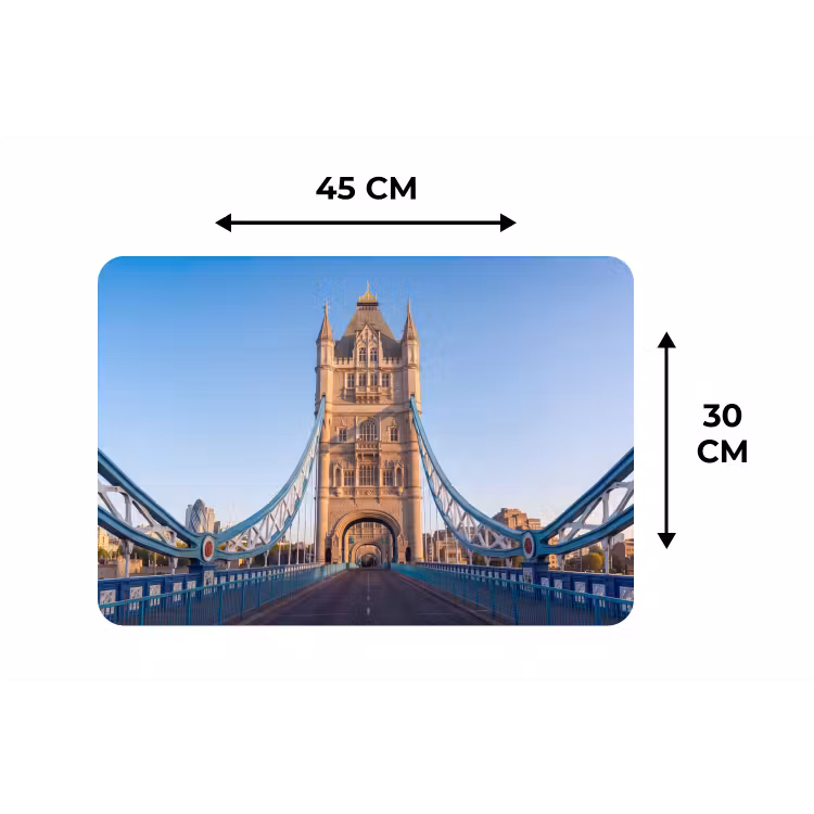 Brug - Toren - Architectuur - Klassiek - Blauw Placemat vinyl groot -specs