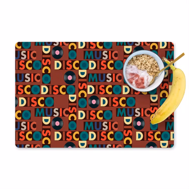 Bruin - Retro - Disco - Patroon Placemat vinyl groot 368 -zzzproduct_Kitchenyeah-website