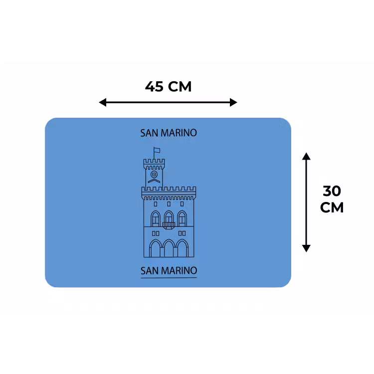 Gebouw - San Marino - Architectuur - Lijntekening - Blauw Placemat vinyl groot -specs