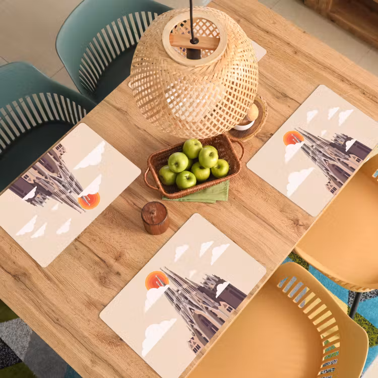 Gebouw - Torens - Architectuur - Abstract - Zonsondergang Placemat vinyl groot -zzsfeer5_Kitchenyeah-website