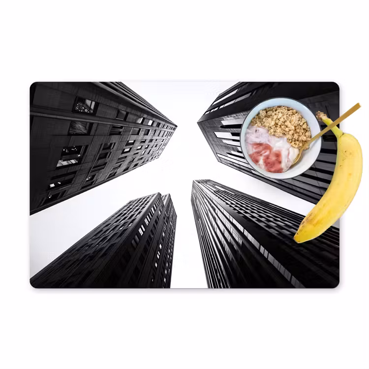 Gebouwen - Lucht - Zwart Placemat vinyl groot -zzzproduct_Kitchenyeah-website