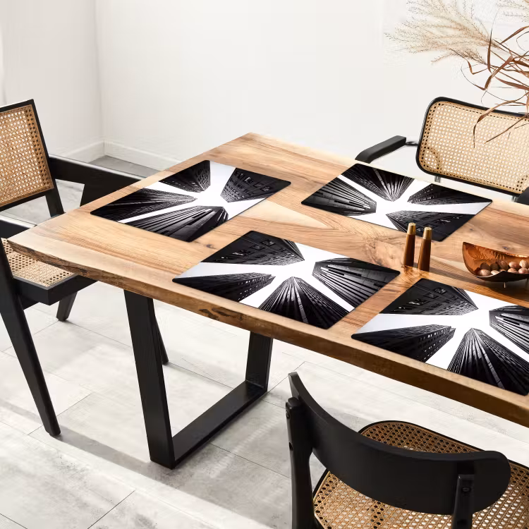 Gebouwen - Lucht - Zwart Placemat vinyl groot -zzsfeer4_Kitchenyeah-website