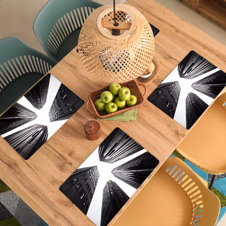Gebouwen - Lucht - Zwart Placemat vinyl groot -zzsfeer5_Kitchenyeah-website
