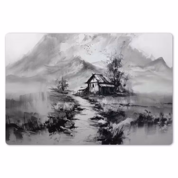 Hut - Grijs - Bergen - Mistig Placemat vinyl groot -zzsfeer1_Kitchenyeah-website