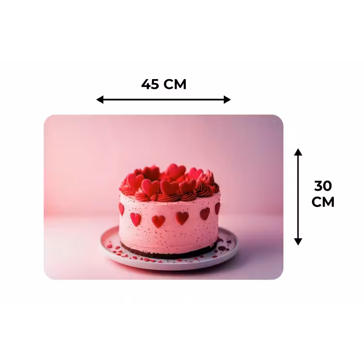 Taart - Hart - Roze Placemat vinyl groot -specs