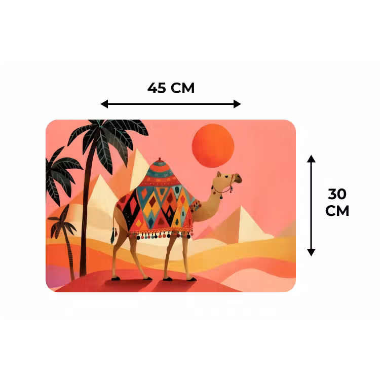 Kameel - Pyramides - Rode zon Placemat vinyl groot -specs