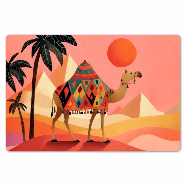 Kameel - Pyramides - Rode zon Placemat vinyl groot -zzsfeer1_Kitchenyeah-website