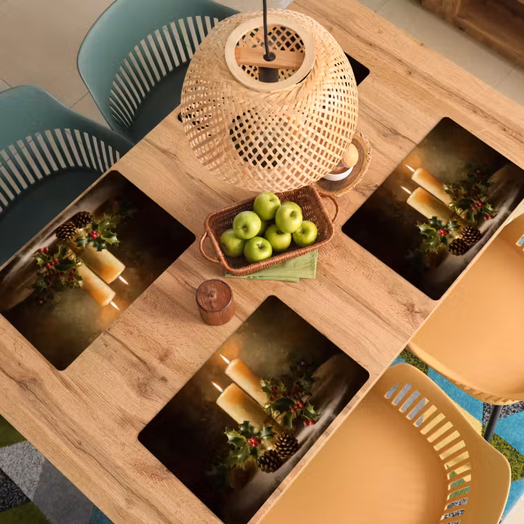 Kaarslicht - Kerst - Veelkleurig Placemat vinyl groot -zzsfeer5_Kitchenyeah-website
