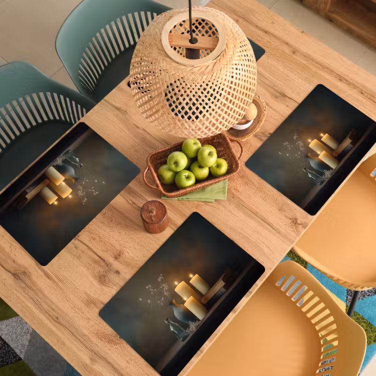 Kaarsen - Stilleven - Rustiek - Boeken Placemat vinyl groot -zzsfeer5_Kitchenyeah-website