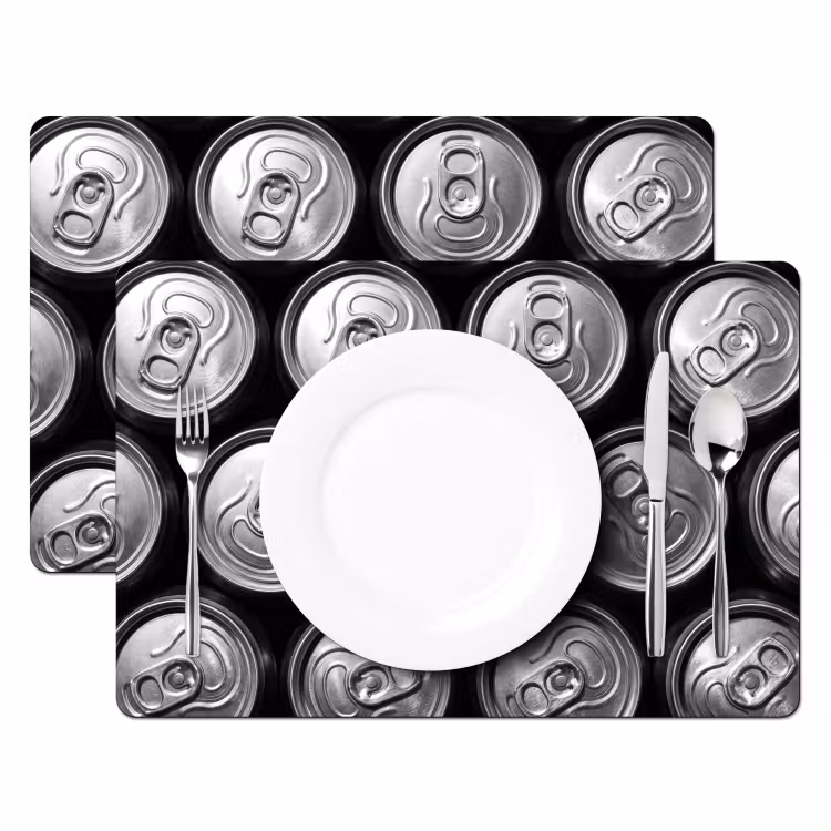 Blikjes - Aluminium - Patroon - Industrieel - Zilver Placemat vinyl groot -zzsfeer2_Kitchenyeah-website