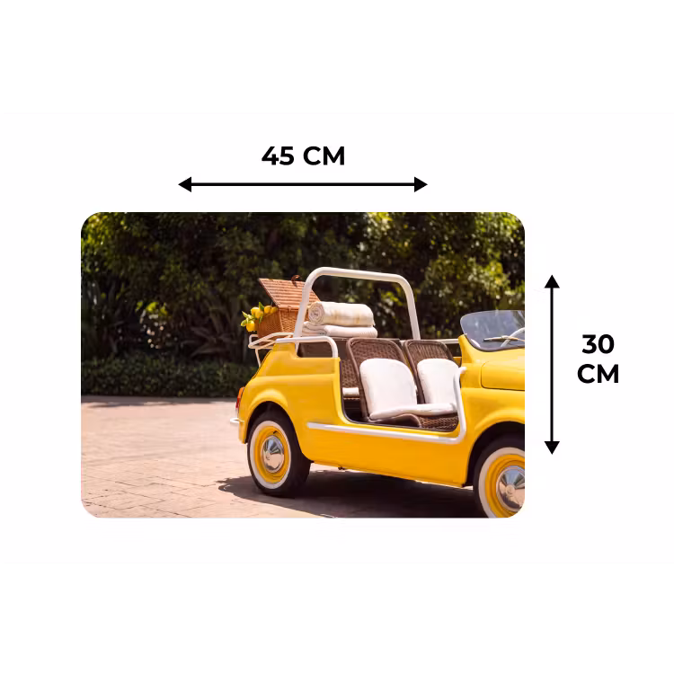 Auto - Picknick - Zomer - Geel Placemat vinyl groot -specs