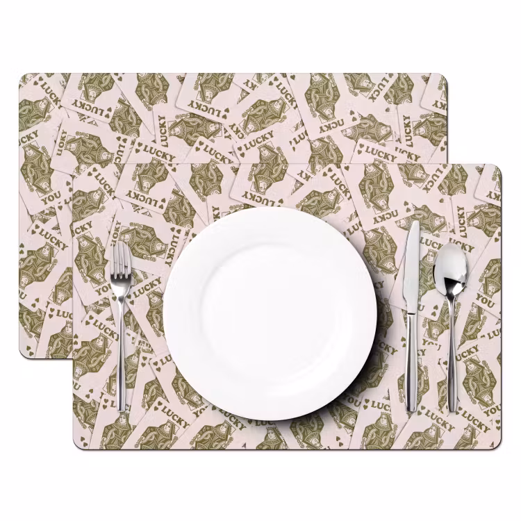 Kaarten - Koningin - Patroon - Groen - Spel Placemat vinyl groot -zzsfeer2_Kitchenyeah-website