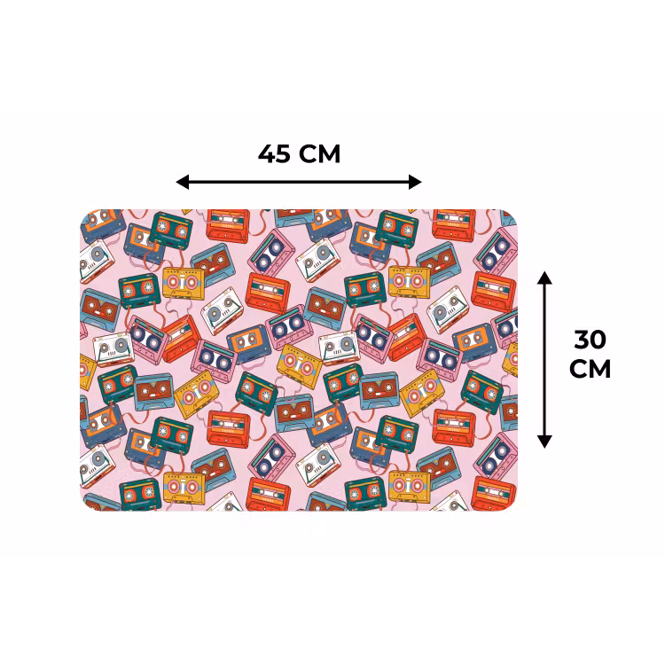 Cassette - Patroon - Roze Placemat vinyl groot 368 -specs
