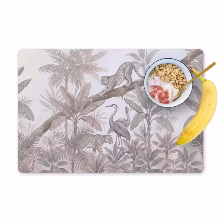 Kat - Vogel - Jungle - Illustratie - Dieren Placemat vinyl groot -zzzproduct_Kitchenyeah-website