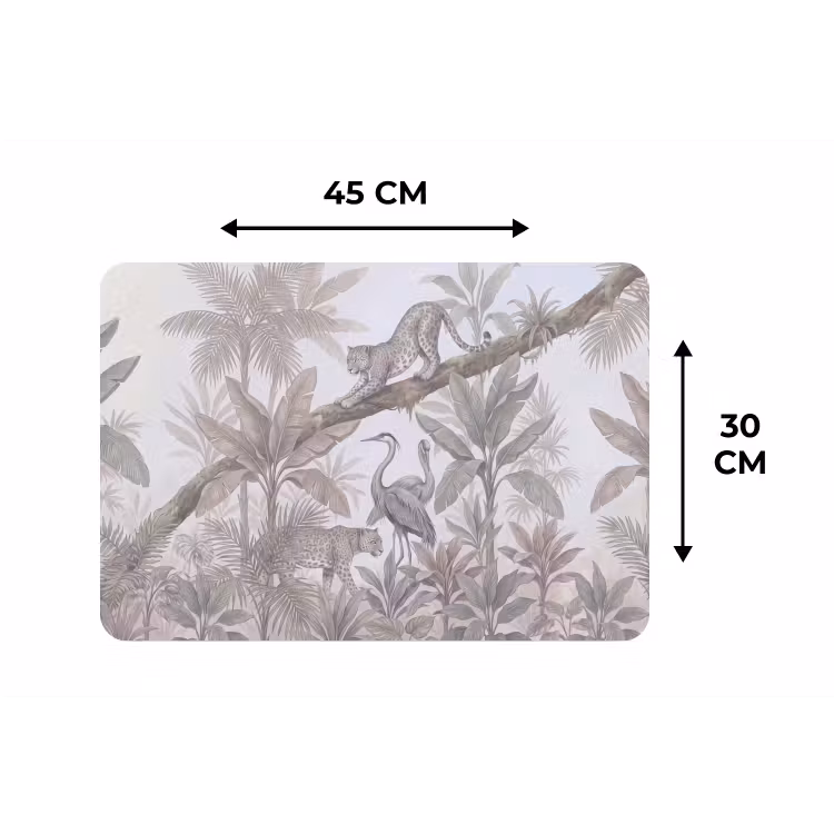 Kat - Vogel - Jungle - Illustratie - Dieren Placemat vinyl groot -specs