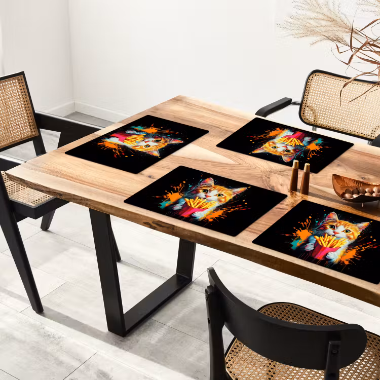 Kat - Eten - Patat - Graffiti - Abstract Placemat vinyl groot -zzsfeer4_Kitchenyeah-website
