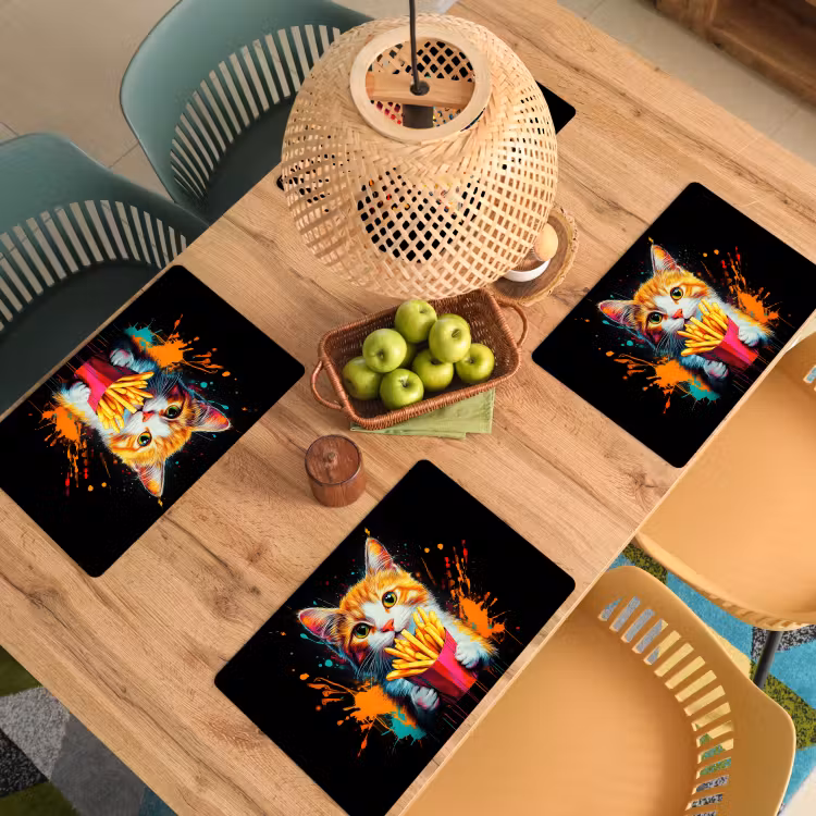 Kat - Eten - Patat - Graffiti - Abstract Placemat vinyl groot -zzsfeer5_Kitchenyeah-website