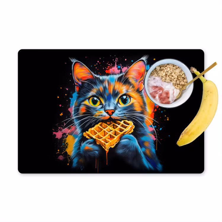 Kat - Graffiti - Kleurrijk - Wafel - Eten Placemat vinyl groot -zzzproduct_Kitchenyeah-website