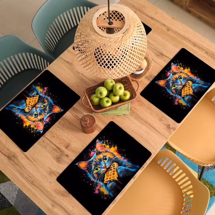 Kat - Graffiti - Kleurrijk - Wafel - Eten Placemat vinyl groot -zzsfeer5_Kitchenyeah-website