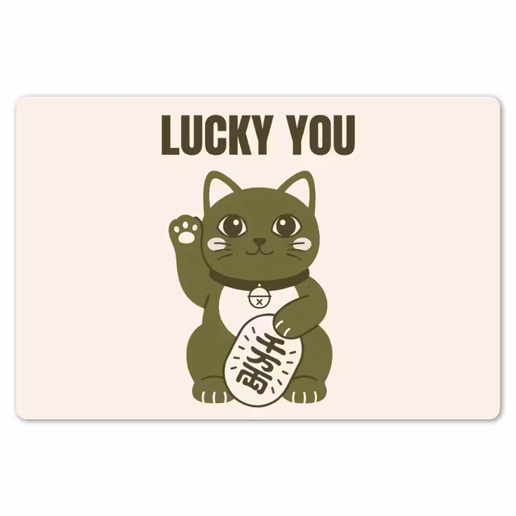 Kat - Geluk - Dieren - Modern - Groen Placemat vinyl groot -zzsfeer1_Kitchenyeah-website
