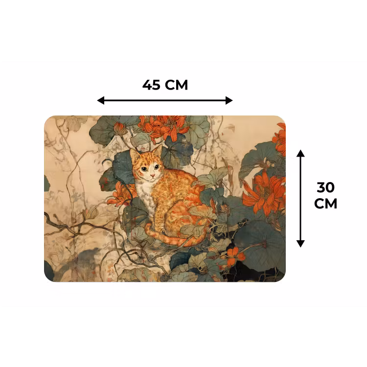 Kat - Sierlijk - Bloemen Placemat vinyl groot -specs