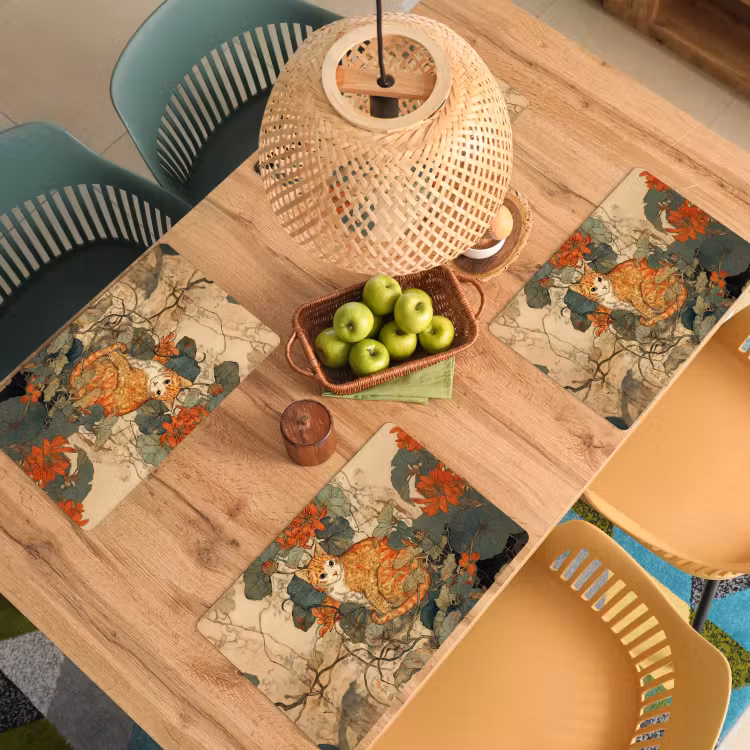Kat - Sierlijk - Bloemen Placemat vinyl groot -zzsfeer5_Kitchenyeah-website