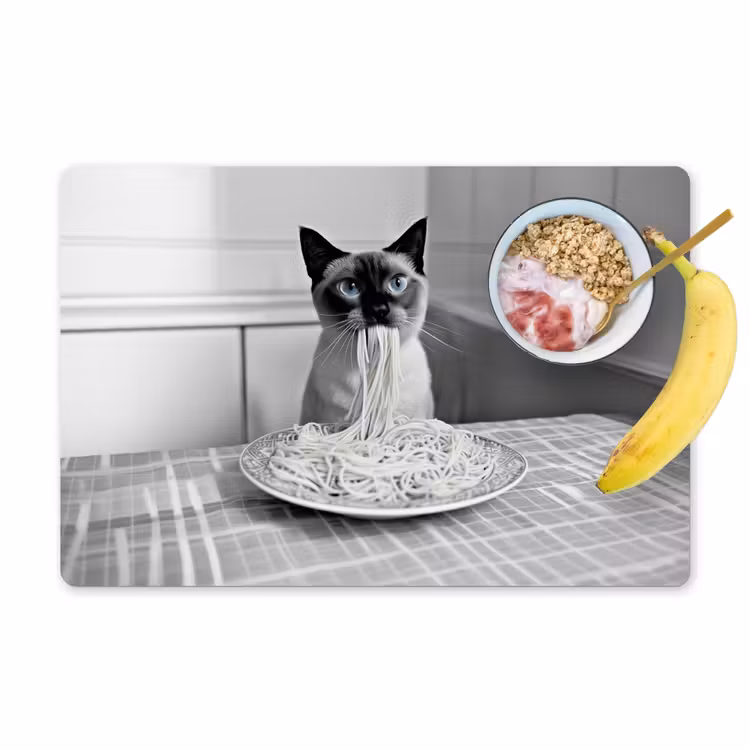 Kat - Siamees - Zwart Wit - Schattig - Dieren Placemat vinyl groot -zzzproduct_Kitchenyeah-website