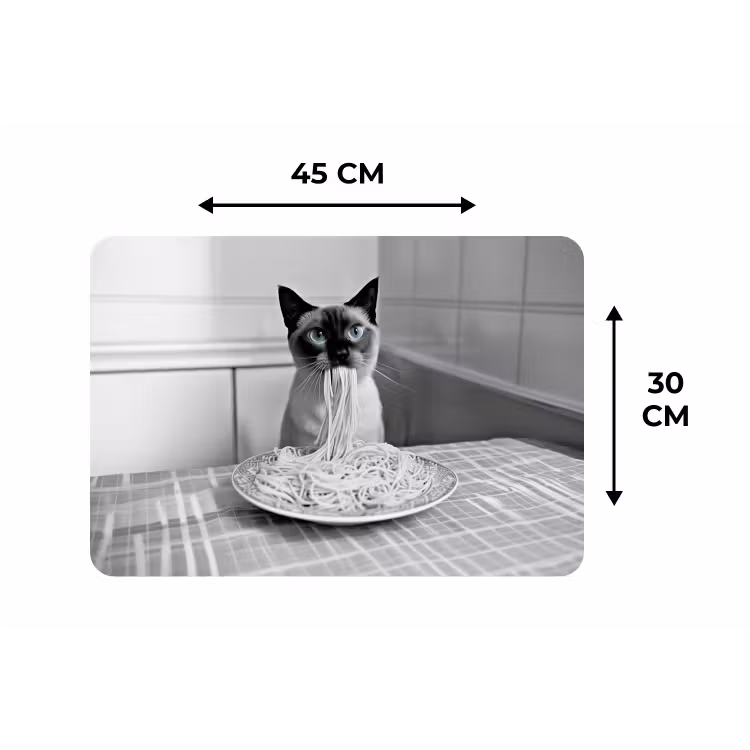 Kat - Siamees - Zwart Wit - Schattig - Dieren Placemat vinyl groot -specs