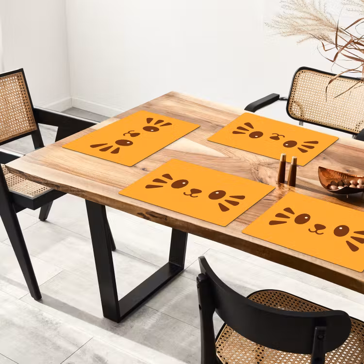 Kat - Simplistisch - Oranje - Vrolijk Placemat vinyl groot -zzsfeer4_Kitchenyeah-website