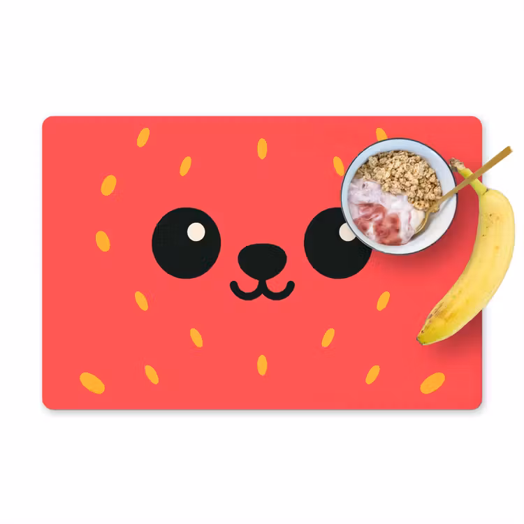 Kat - Aardbei - Cartoon Placemat vinyl groot -zzzproduct_Kitchenyeah-website
