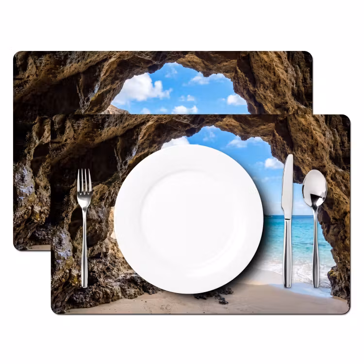 Grot - Strand - Zee - Blauw Placemat vinyl groot -zzsfeer2_Kitchenyeah-website
