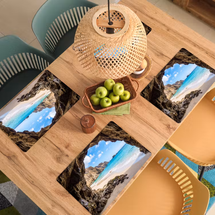 Grot - Strand - Zee - Blauw Placemat vinyl groot -zzsfeer5_Kitchenyeah-website