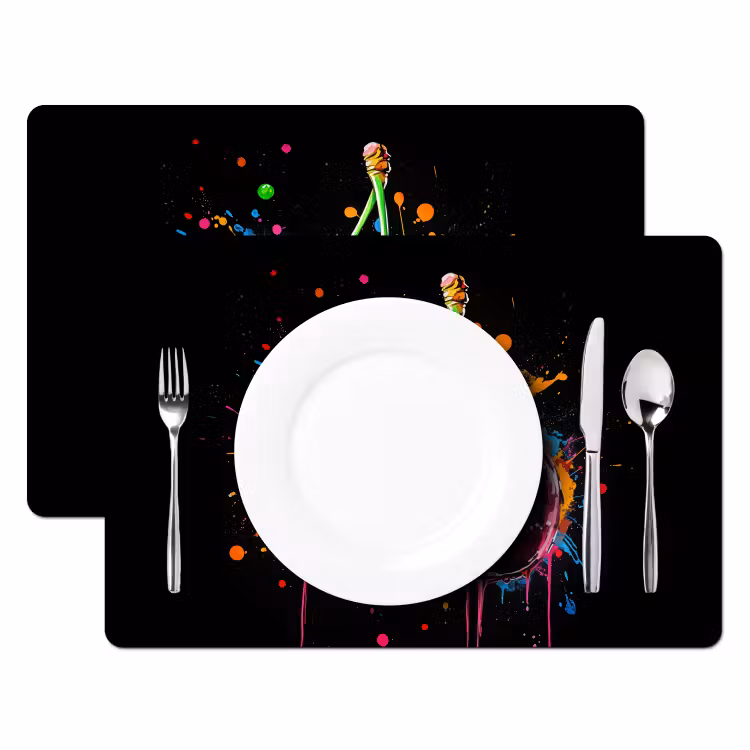 Kersen - Fruit - Graffiti - Verf - Abstract - Modern - Kleurrijk Placemat vinyl groot -zzsfeer2_Kitchenyeah-website