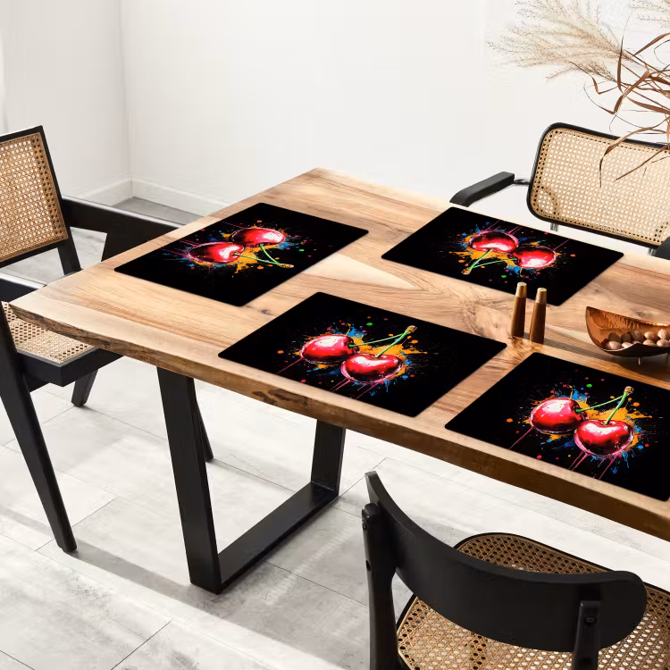Kersen - Fruit - Graffiti - Verf - Abstract - Modern - Kleurrijk Placemat vinyl groot -zzsfeer4_Kitchenyeah-website