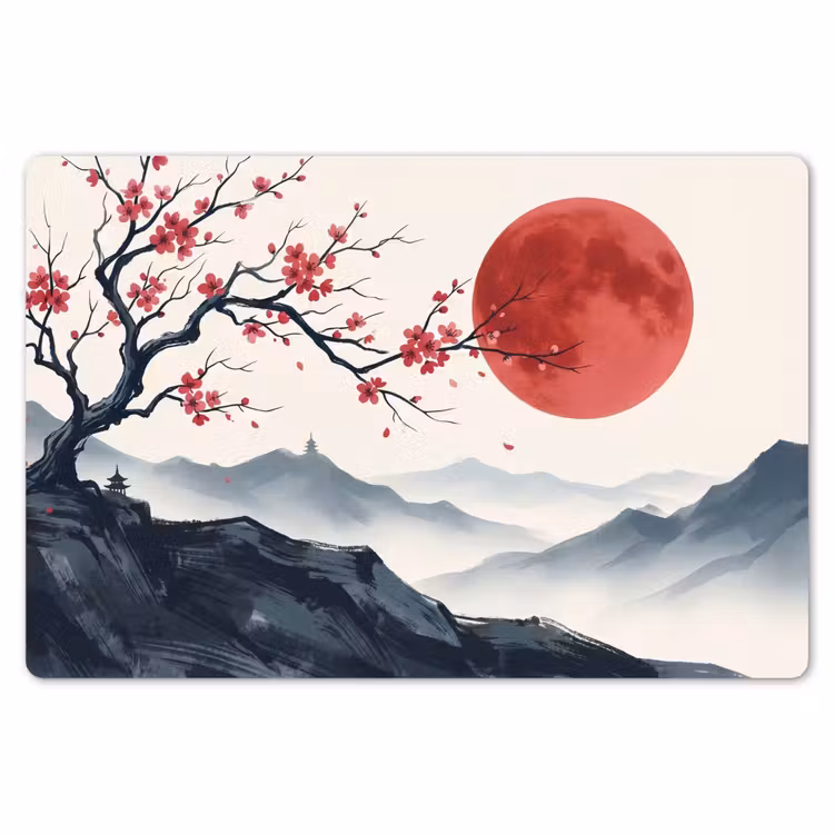 Kersenbloesem - Oosters - Rood Placemat vinyl groot -zzsfeer1_Kitchenyeah-website