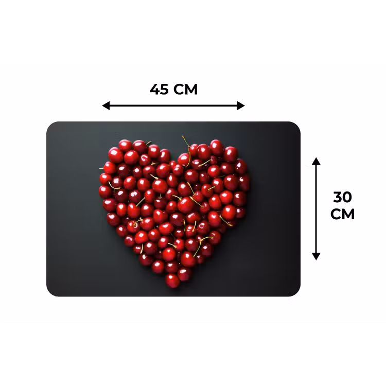 Kersen - Hart - Rood - Zwart Placemat vinyl groot -specs