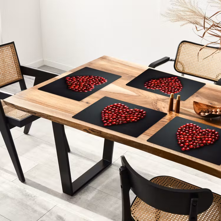 Kersen - Hart - Rood - Zwart Placemat vinyl groot -zzsfeer4_Kitchenyeah-website