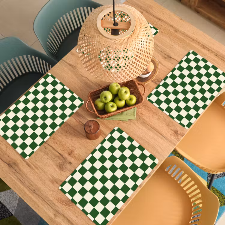 Schaakbord - Patroon - Groen Placemat vinyl groot 368 -zzsfeer5_Kitchenyeah-website