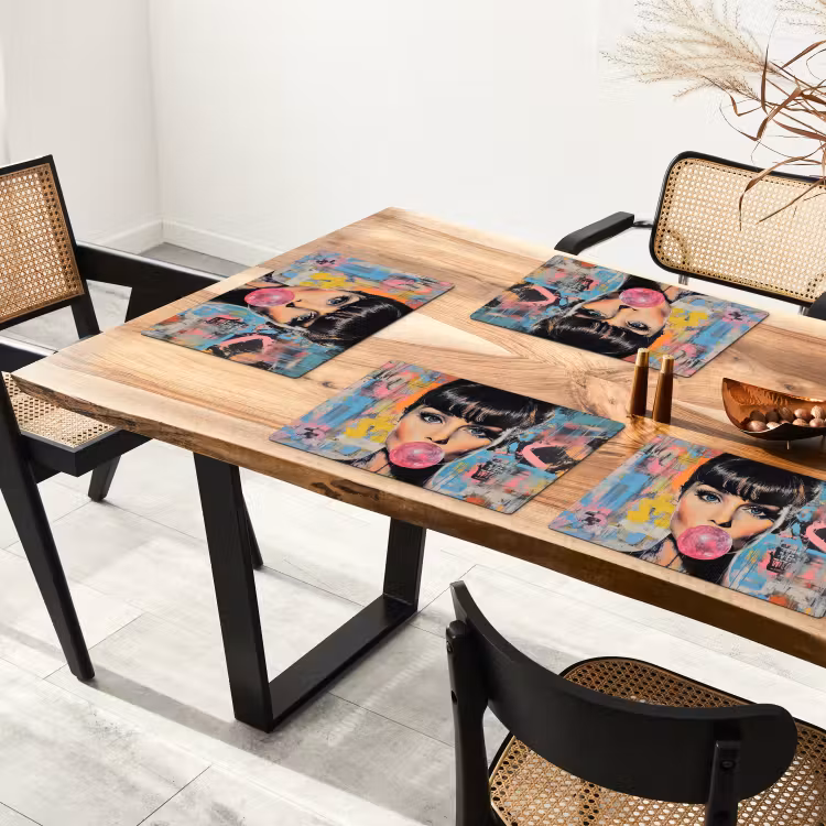 Kauwgom - Vrouw - Penseelstreken - Modern Placemat vinyl groot -zzsfeer4_Kitchenyeah-website
