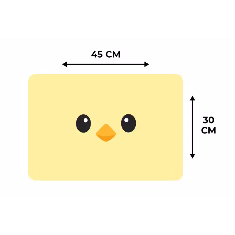 Kuiken - Vrolijk - Geel - Minimalistisch Placemat vinyl groot -specs