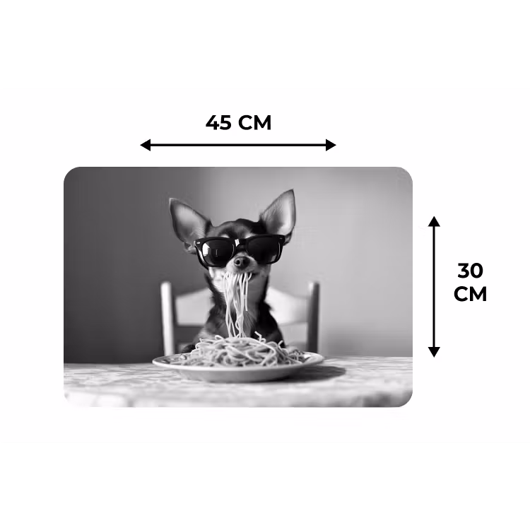 Chihuahua - Hond - Zonnebril - Humoristisch - Zwart - Wit - Spaghetti Placemat vinyl groot -specs