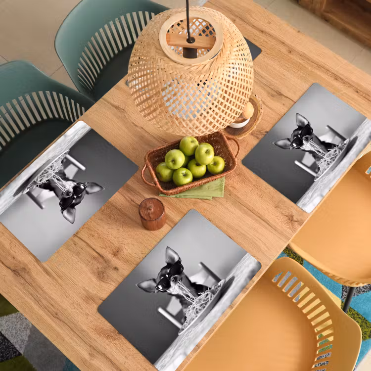 Chihuahua - Hond - Zonnebril - Humoristisch - Zwart - Wit - Spaghetti Placemat vinyl groot -zzsfeer5_Kitchenyeah-website