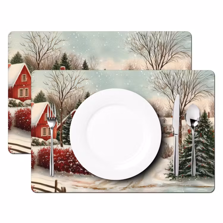 Kerstsfeer - Landelijk - Rood Placemat vinyl groot -zzsfeer2_Kitchenyeah-website