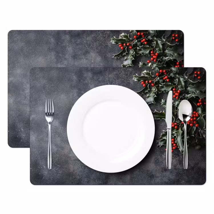 Christmas - Takken - Winter - Rood Placemat vinyl groot -zzsfeer2_Kitchenyeah-website