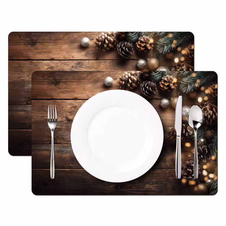 Kersthoekdecoratie - Dennenappels - Lichtjes Placemat vinyl groot -zzsfeer2_Kitchenyeah-website