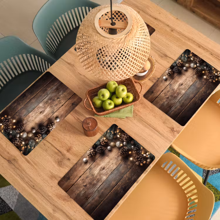Kersthoekdecoratie - Dennenappels - Lichtjes Placemat vinyl groot -zzsfeer5_Kitchenyeah-website