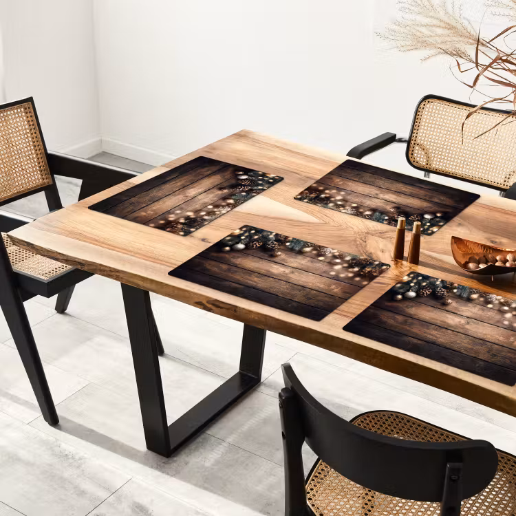 Kerstdecoratie - Houten - Dennenappel - Bruin Placemat vinyl groot -zzsfeer4_Kitchenyeah-website